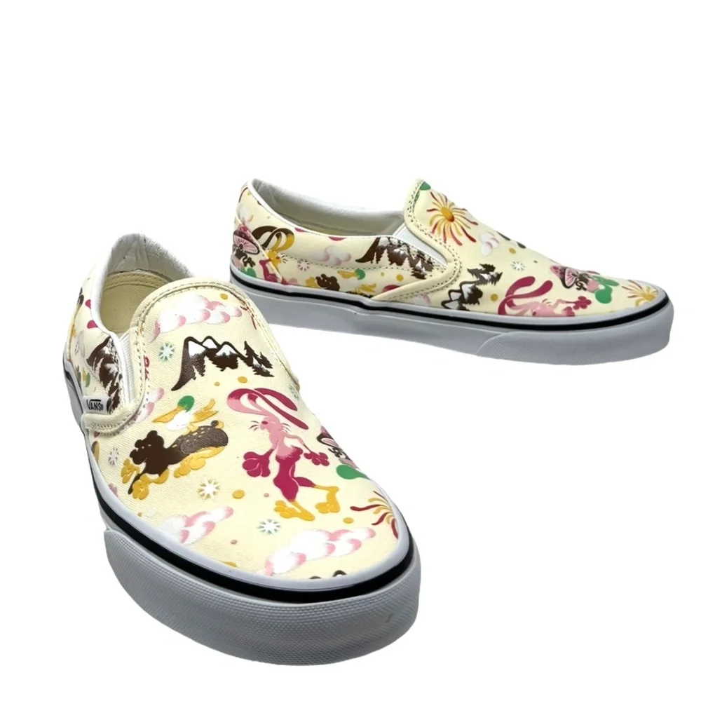 VANS Classic Slip On Sneakers Women's Size Skate Canvas White Shoes VN000BVZFRL